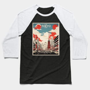 Tokyo Japan Travel Vintage Tourism Poster Baseball T-Shirt